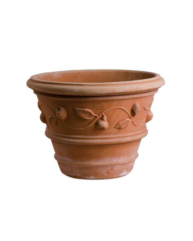 Fioriera Vaso a parete liscio in terracotta chiara artigianale